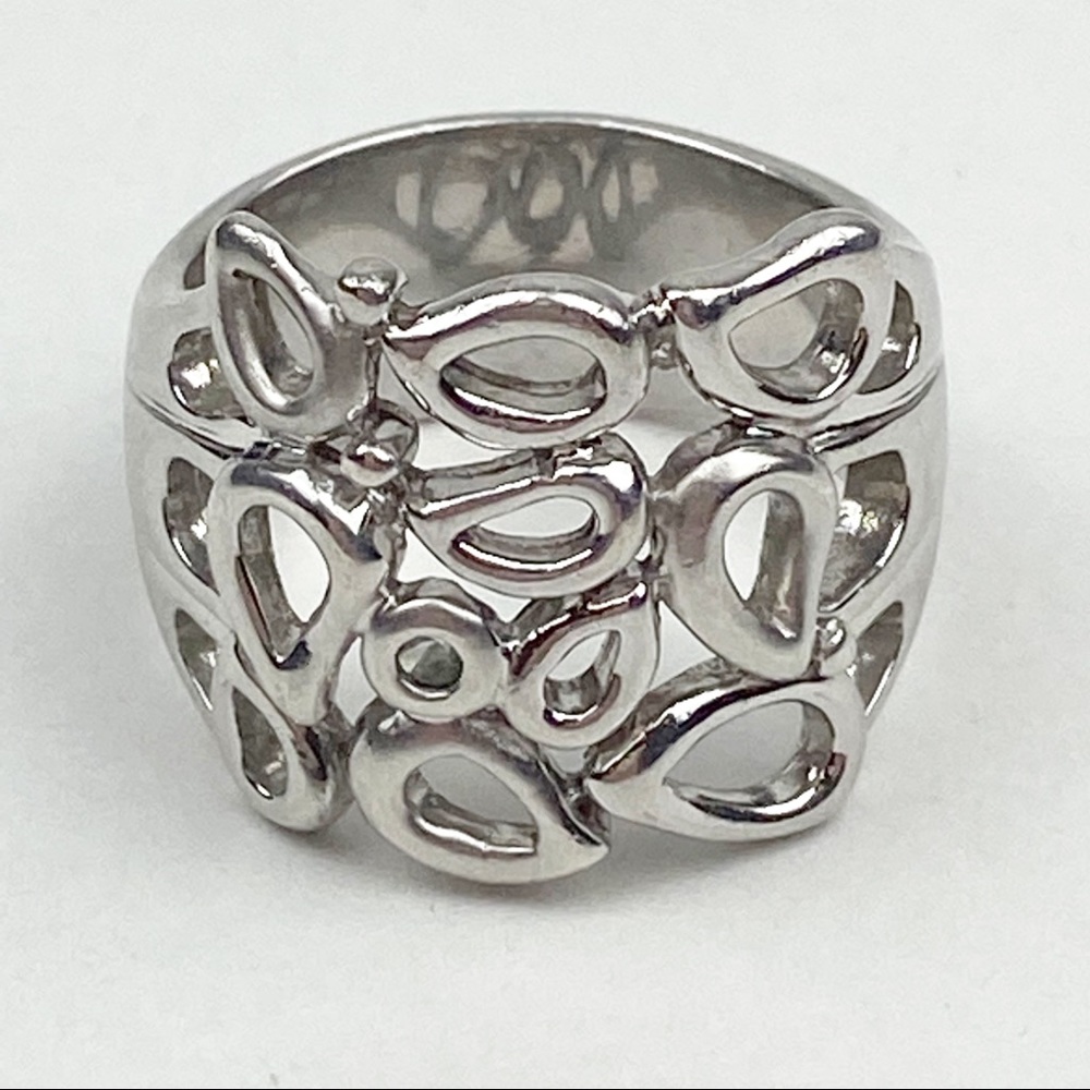 Sterling Silver 925 Vintage Teardrop and Scroll Design Statement Ring - Picture 3 of 11